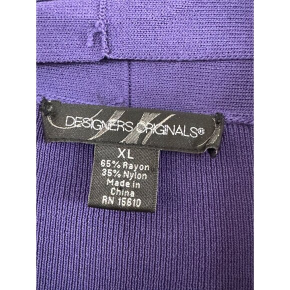 Designers Originals Purple Open Front Cardigan Sweater XL 65% Rayon 35% Nylon Wo - Picture 2 of 3